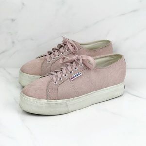 Superga Pink Calf Hair Platform Chunky Sneaker 9.5